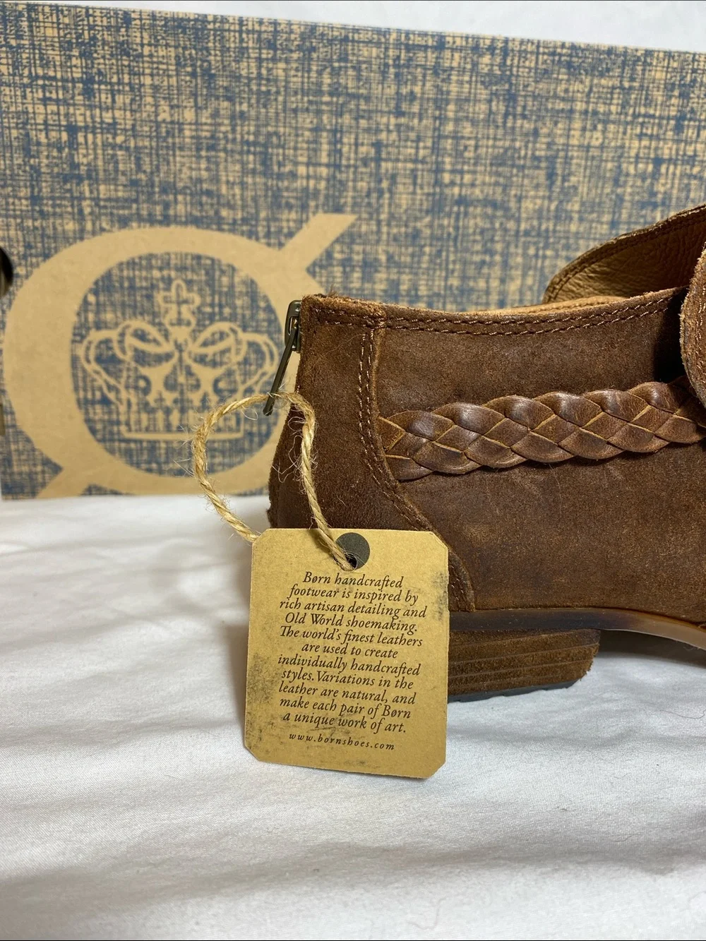 Born Sylvia Women’s Rust (Tobacco) Distressed Suede Ankle Boots - size 7.5 NWT - Picture 9 of 12